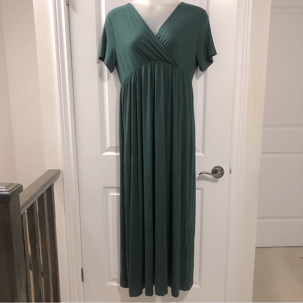 Xpenyo Maternity Maxi Long Wrap Dress size 2X Dark Green